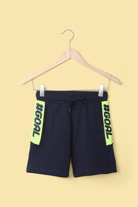 solid cotton regular fit boy's shorts - navy