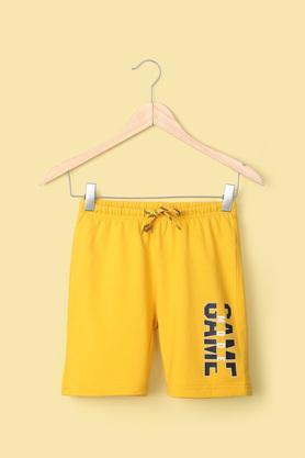 solid cotton regular fit boy's shorts - yellow