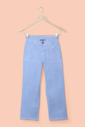 solid cotton regular fit girl's jeans - blue