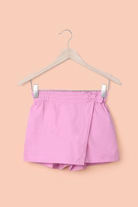 solid-cotton-regular-fit-girl's-shorts---pink