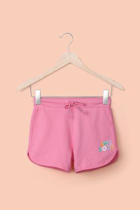 solid-cotton-regular-fit-girl's-shorts---pink