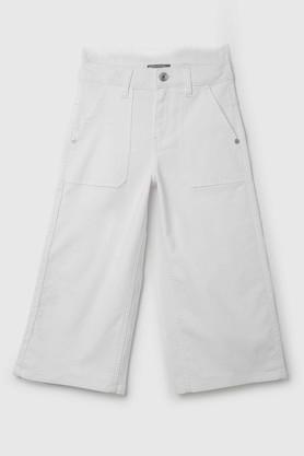 solid cotton regular fit girls jeans - white
