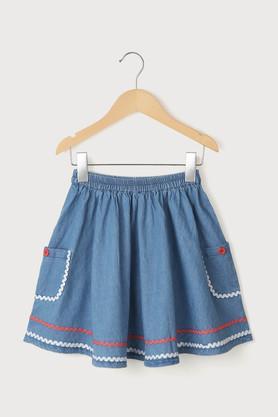 solid cotton regular fit girls skirts - ice