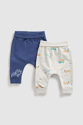 solid cotton regular fit infant boys joggers - blue