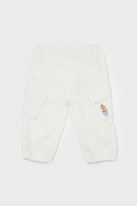 solid cotton regular fit infant boys joggers - white