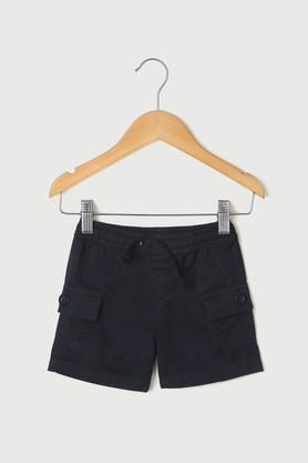 solid cotton regular fit infant boys shorts - navy
