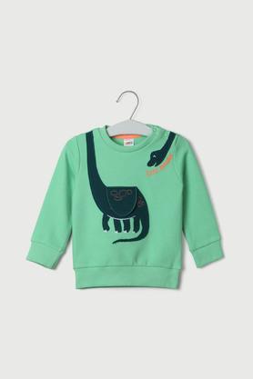 solid cotton regular fit infant boys sweatshirt - green