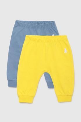 solid cotton regular fit infant boys track pants - blue