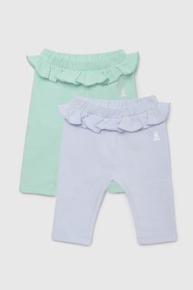 solid cotton regular fit infant girls leggings - blue