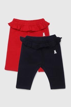 solid cotton regular fit infant girls leggings - navy