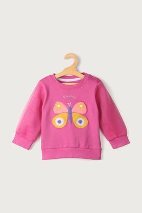 solid cotton regular fit infant girls sweatshirt - purple