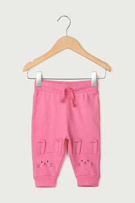 solid cotton regular fit infant infant girls joggers - pink