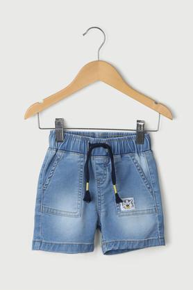solid cotton regular fit infants shorts - mid stone