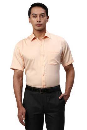 solid cotton regular fit men's formal shirt - orange