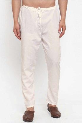 solid cotton regular fit men's occasion wear pyjamas - white