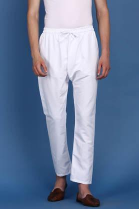 solid cotton regular fit men's pyjamas - white