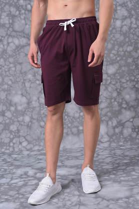 solid-cotton-regular-fit-men's-shorts---maroon