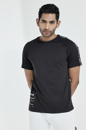 solid cotton regular fit mens t-shirt - black