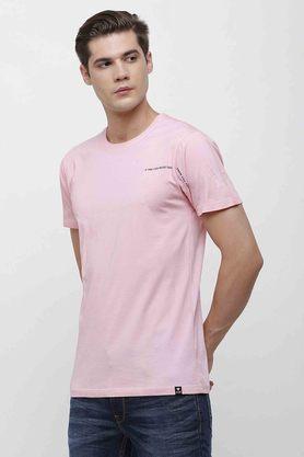 solid cotton regular fit mens t-shirt - candy
