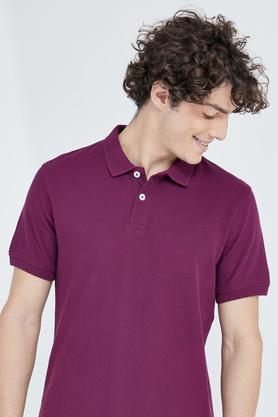 solid cotton regular fit mens t-shirt - plum