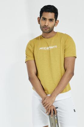 solid cotton regular fit mens t-shirt - yellow