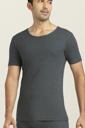 solid cotton regular fit mens thermal - grey