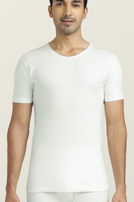 solid cotton regular fit mens thermal - white