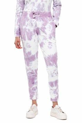 solid cotton regular fit womens joggers - purple