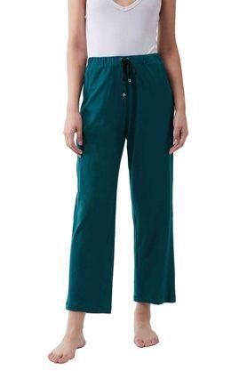solid cotton regular fit womens pyjama - green