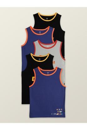 solid cotton relaxed fit boys vest - multi