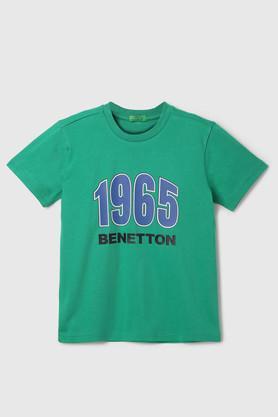 solid cotton round neck boys t-shirt - green