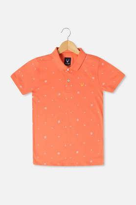 solid cotton round neck boys t-shirt - orange