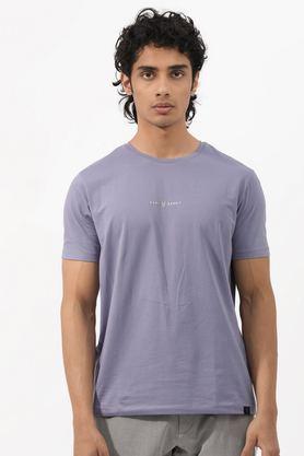 solid cotton round neck men's t-shirt - purple