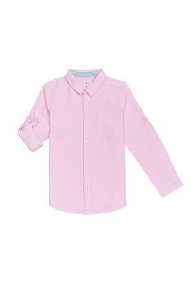 solid cotton shirt collar boys shirt - pink