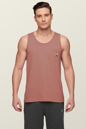 solid-cotton-sleeveless-men's-fitness-vest---brown