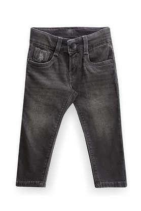 solid cotton slim fit boys jeans - dark grey