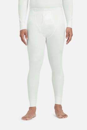 solid cotton slim fit mens thermal pyjama set - off white