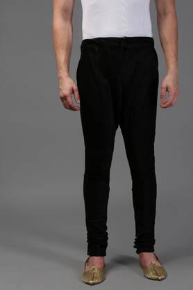 solid cotton straight fit men's pyjamas - black