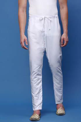 solid cotton straight fit men's pyjamas - white