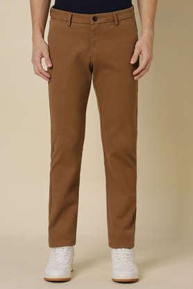 solid cotton super slim fit men's formal trousers - orange