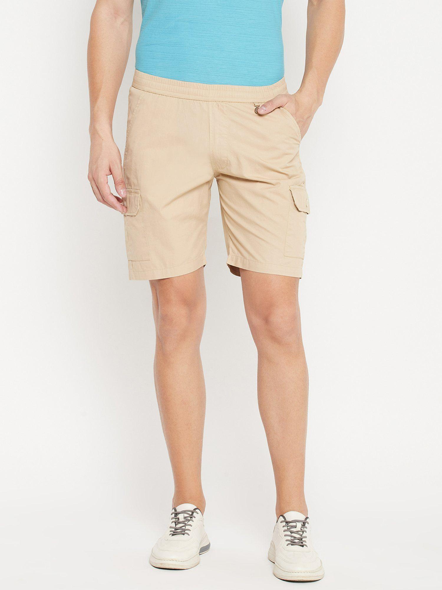 solid cotton utility shorts