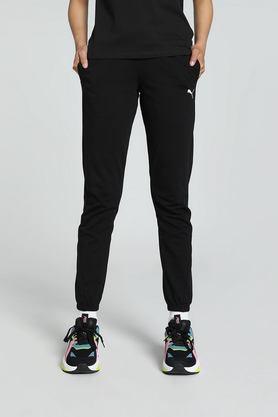 solid cotton women's joggers - black