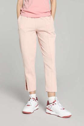 solid cotton women's joggers - pink