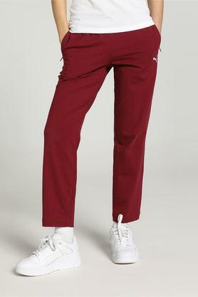 solid cotton women's joggers - red