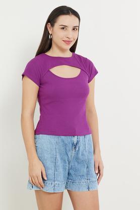 solid cotton women's top - purple