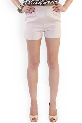 solid crepe regular fit women's shorts - off white
