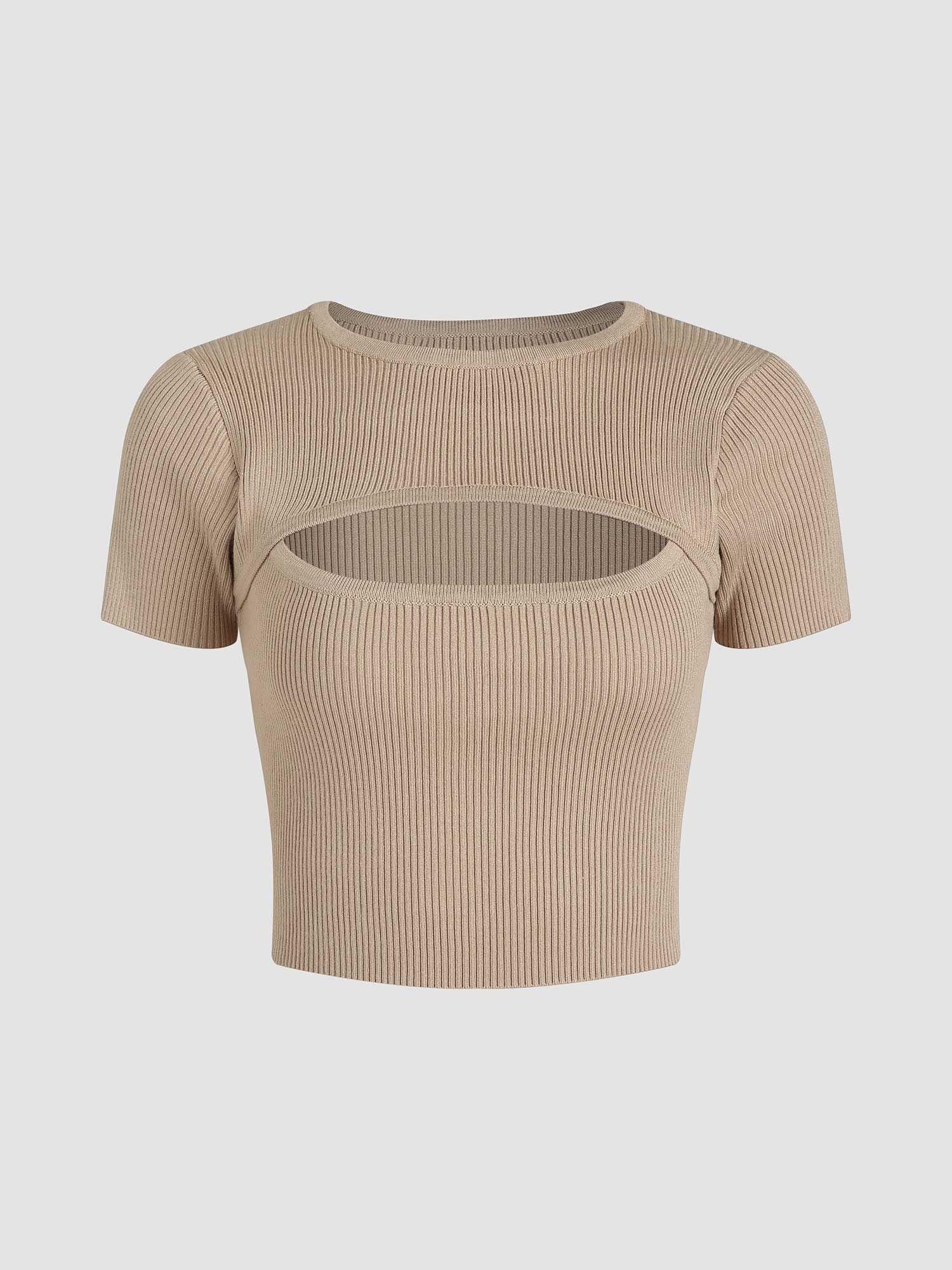 solid cut out knit top