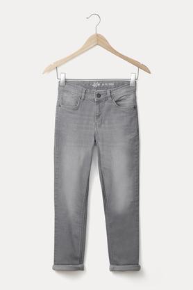 solid denim  regular fit boys jeans - grey