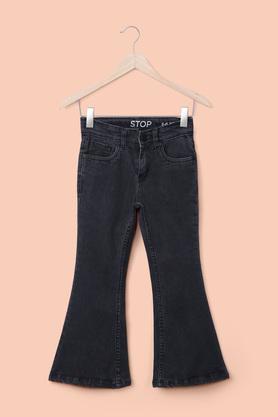 solid denim girl's jeans - charcoal