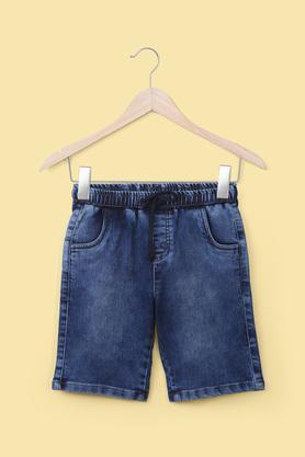 solid denim regular fit boy's shorts - indigo